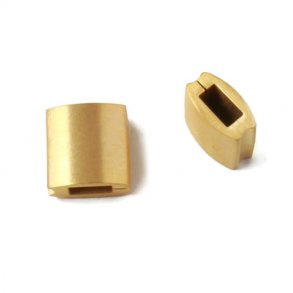 Square bead, for Macrame bracelet, frosted gilded steel,10x10x5mm, 1pc