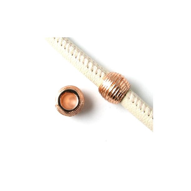Bead, grooved, quality, rosegold, 9x9mm, 1pc.