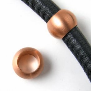 Armbandperle, matter, rotvergoldeter Edelstahl, 10 mm, Loch 5 mm, 1 Stk.