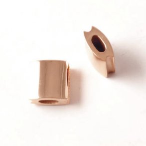 Square locking-bead, for macrame bracelets, rose-gilded steel, 10x10x5mm, 1pc