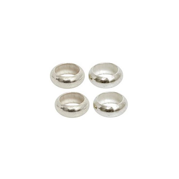 Rounded deep ring, silver, round, 7mm with 5mm hole, 2pcs