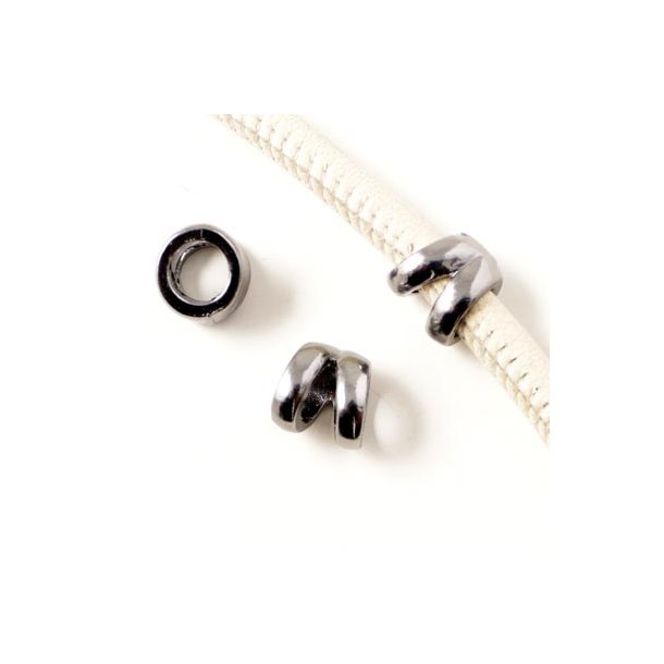 Double loop bracelet bead, black, 8x9mm, 5mm hole, 1pc. Jewellery Bead