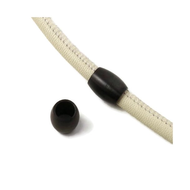 Tube-bead, frosted black stainless steel, inner hole size 6 mm, 1 pc.