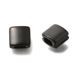 Viereckige Perle f�r Makramee-Armb�nder, klein, mattes Schwarz, 6,5x6,5x4 mm, 1 Stck