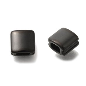 Viereckige Perle f�r Makramee-Armb�nder, klein, mattes Schwarz, 6,5x6,5x4 mm, 1 Stck