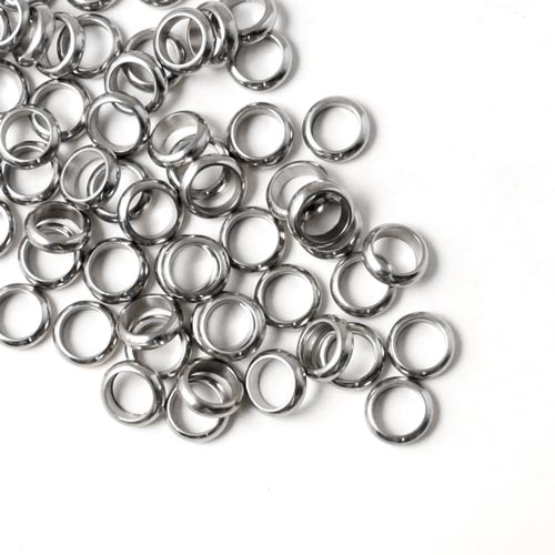Bandring / Öse, rund, blank, Edelstahl, Durchmesser 7 mm mit 5 mm Loch, 10 Stk.