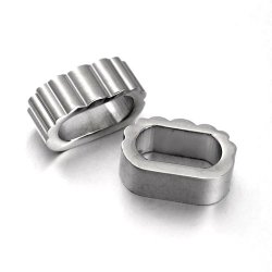 Perlenrohr, klein, oval, gerillt, Stahl, 11x4 mm, 1 Stk.