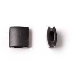 Viereckige Verschlussperle f&uuml;r Macrame Armb&auml;nder, mattierter schwarzer Stahl,10x9x5 mm, 1 Stk