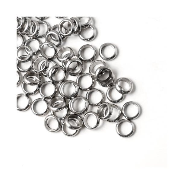 Rounded steel ring, diameter 7mm with 5mm hole, 10pcs.