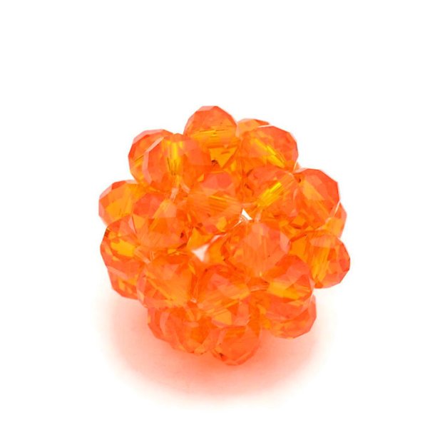 Facet berry ball, orange transparent, acrylic, 14 mm. 1 pc.