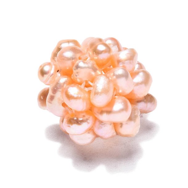 Pearl berry, peach-coloured freshwater pearl, 15mm, 1pc.