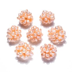 Pearl berry, peach-coloured freshwater pearl, 15mm, 1pc.