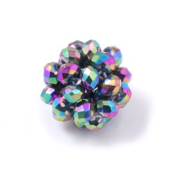 Facettierte Beere, regenbogenfarbige, graue, facettierte Glasperlen, Durchmesser 22 mm. 1 Stck