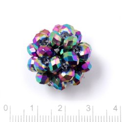 Facettierte Beere, regenbogenfarbige, graue, facettierte Glasperlen, Durchmesser 22 mm. 1 Stck