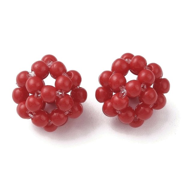 Berry ball, coral red, glass, 14 mm, 1 pc.