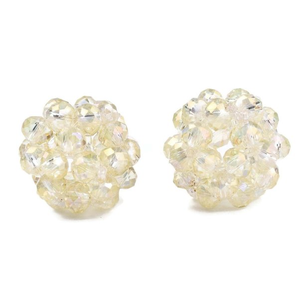 Facetted berry ball, champagne transparent ab, glass, 12.5 mm, 1 piece.