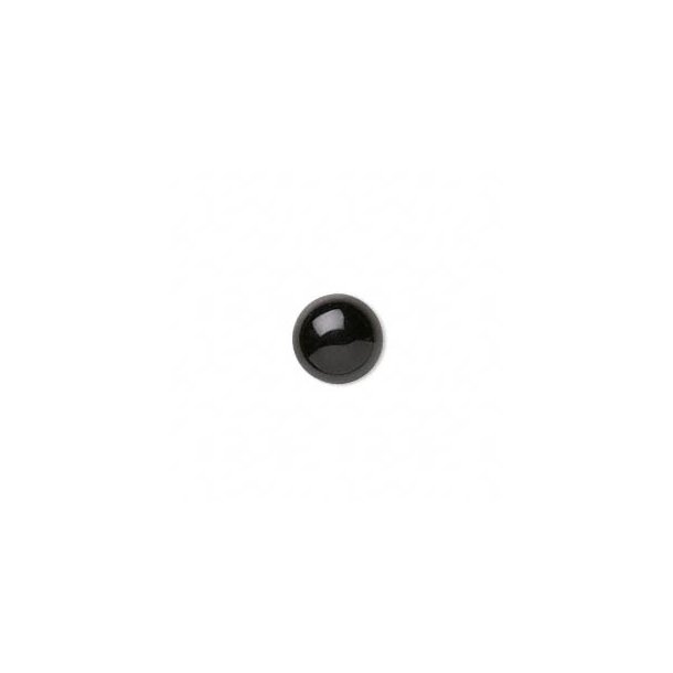 Onyx cabochon (flat back), black, round, 12mm, 1pc.