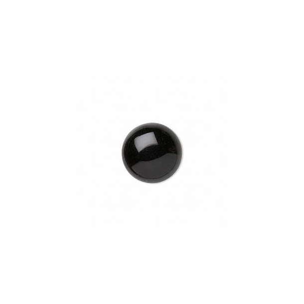 Onyx cabochon (flat back), black, round, diameter 18mm, 1pc.