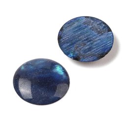 Cabochon af abeloneskal og resin, bl�gr�n, rund, 10x2 mm, 4 stk.