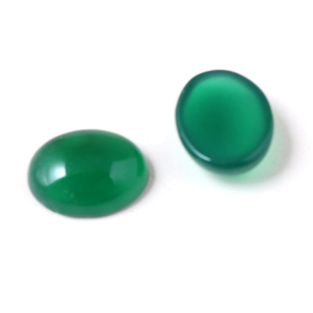 Green agate, cabochon, oval, flat back, 8x6mm, 2pc