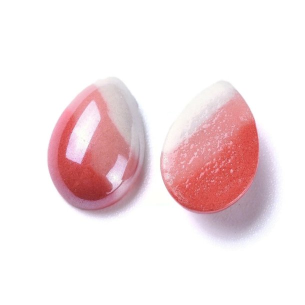 Cabochon, drop, glass, striped, multicolored, 12x8, 2 pcs.