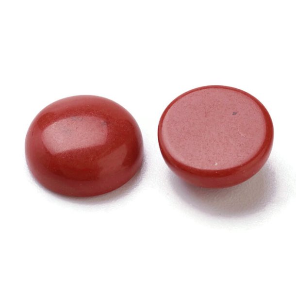 Coral cabochon (flat back), imitation, coral-red, oval, 10mm, 2pcs