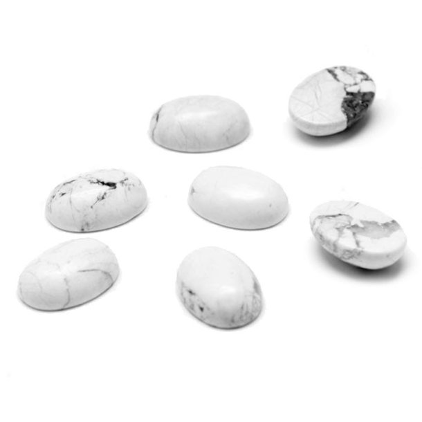 Howlite cabochons, oval, white/grey, 25x18x7 mm, 2 pcs