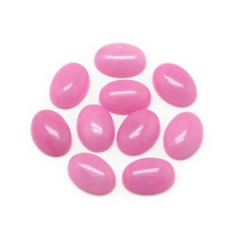 Pink Jade Cabochon (gef&auml;rbt), flat oval, 18x13x5 mm, 2 Stk