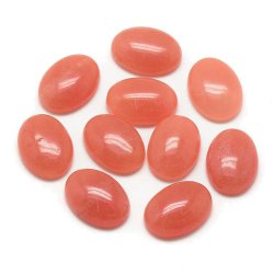 Jade Cabochon (gef&auml;rbt), korallenfarben, flat oval, 18x13x5 mm, 2 Stk