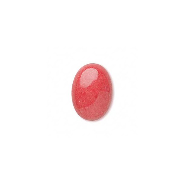 Mountain Jade cabochon (dyed), coral color, oval, 18x13mm, 2pcs.