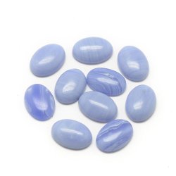 Band-Achat, Cabochon, Hellblau gestreift, Oval, 18x13x5mm, 2 Stk
