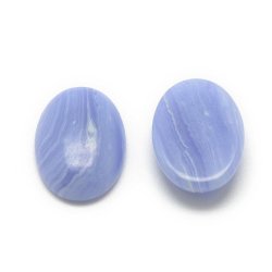 Band-Achat, Cabochon, Hellblau gestreift, Oval, 18x13x5mm, 2 Stk