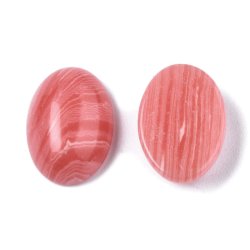 Band-Achat, Cabochon (gef&auml;rbt), korallenfarben, flat oval, 14x10x4 mm, 2 Stk