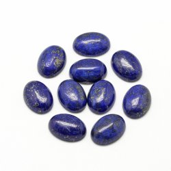 Lapislazuli, Cabochon, blau mit Funken, oval d, flach, 18x13x7 mm, 2 Stk.