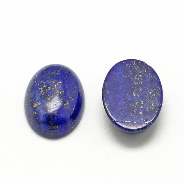 Lapis lazuli, cabochon, blue with sparks, oval, flat, 14x10x5 mm, 2 pcs.