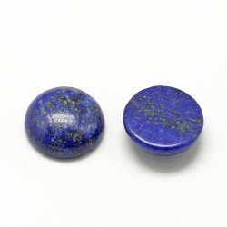 Lapislazuli, Cabochon, blau mit Funken, rund, flach, 8x4 mm, 2 Stk.