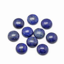 Lapislazuli, Cabochon, blau mit Funken, rund, flach, 8x4 mm, 2 Stk.