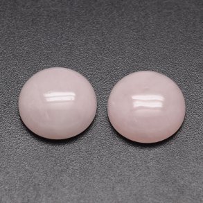 Rose quartz cabochons, round, pale pink, 16x6 mm, 2 pcs