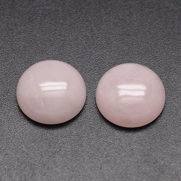 Rose quartz cabochons, round, pale pink, 16x6 mm, 2 pcs