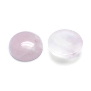 Rose quartz cabochon, round, pale pink, 20 x 6-7 mm, 2 pcs