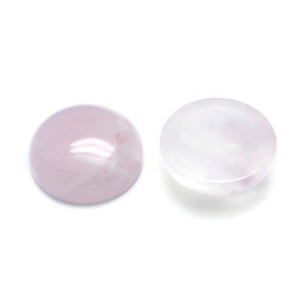 Rose quartz cabochon, round, pale pink, 20 x 6-7 mm, 2 pcs