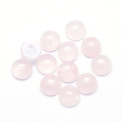 Rose quartz cabochon, round, pale pink, 6 x 3-3.5 mm, 2 pcs
