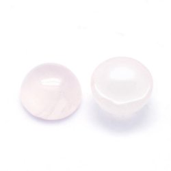 Rose quartz cabochon, round, pale pink, 6 x 3-3.5 mm, 2 pcs