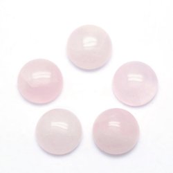 Rose quartz cabochon, round, pale pink, 8 x 3.5-4 mm, 2 pcs