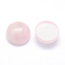 Rose quartz cabochon, round, pale pink, 8 x 3.5-4 mm, 2 pcs