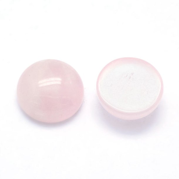 Rose quartz cabochon, round, pale pink, 8 x 3.5-4 mm, 2 pcs