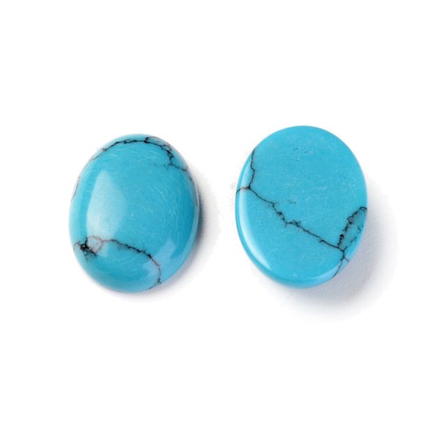 cabochon, (dyed), bluish turquoise, oval, 14x10x4mm, 2pc