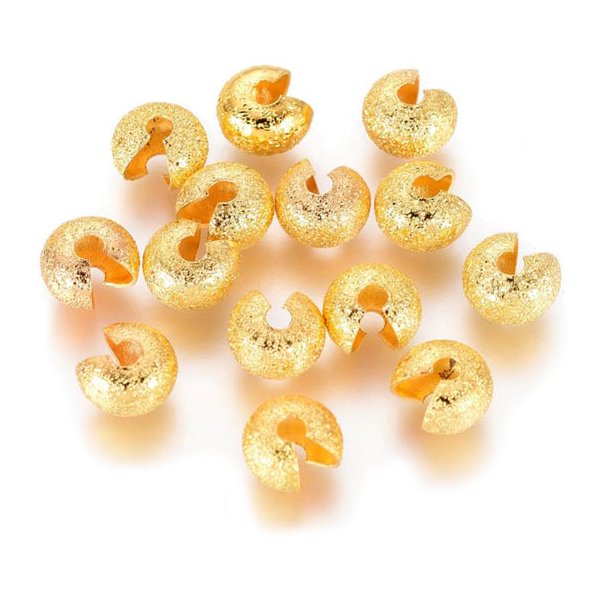 Crimp cover, bead tip, stardust, gilded brass, 4mm. 20pcs.