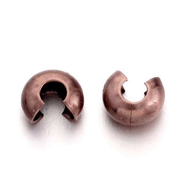 Crimp cover, bead tip, antique copper, 4mm. 20pcs.