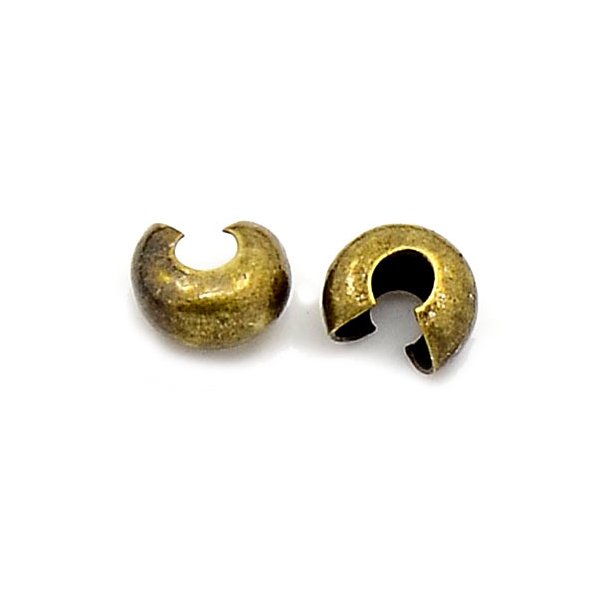 Crimp cover, bead tip, antique bronze color, 4mm. 20pcs.
